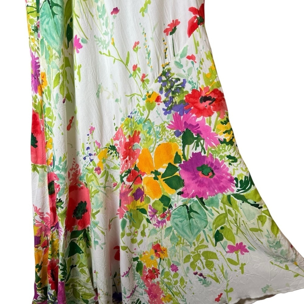 JAMS WORLD Cottage Bouquet Floral Asymmetrical Resort Midi Dress Sz XS Hawaii - Picture 14 of 14